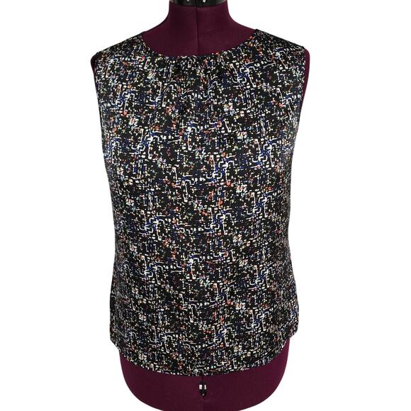 Women's Tahari Arthur S Levine Black Mulitcolor Silky Feel Blouse | Size Medium - Picture 1 of 10